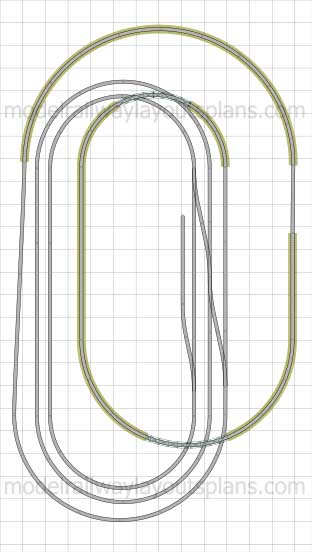 Double level OO scale track plan